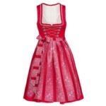 Ruby Red Floral Dirndl with Chain Lacing
