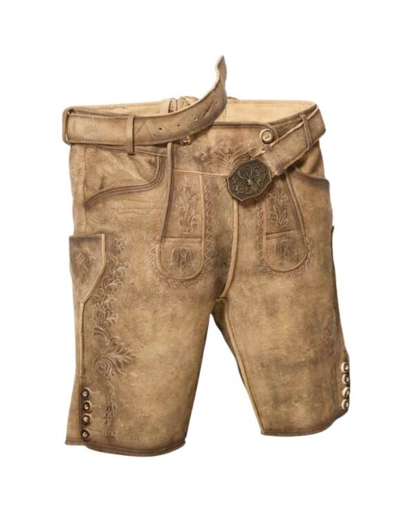 Oberstdorf Moorland Tan Lederhosen – Traditional Suede Short
