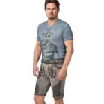 Regensburg Ironfog Gray Lederhosen with Castle Embroidery