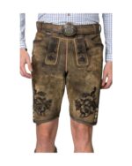 Schliersee Torfleder Lederhosen – Vintage Brown Embroidered Shorts - Image 2