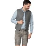Augsburg Fog – Light Grey Traditional Lederhosen with Floral Embroidery
