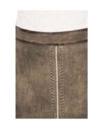 Helmine – Taupe Brown Braided-Trim Leather Skirt in Goat Suede - Image 4