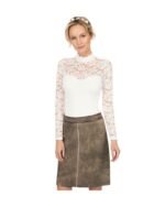Helmine – Taupe Brown Braided-Trim Leather Skirt in Goat Suede - Image 3