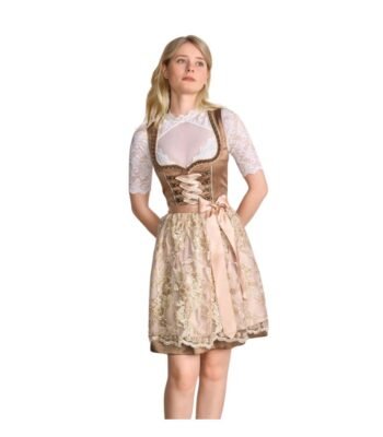 Mocha Dirndl with Blush Lace Apron