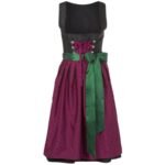 Lavender Purple Dirndl with Black Apron & Lace Accents