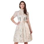 Berching – Glacier Blue Velvet Dirndl with Almond Lace Apron