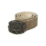 Sand Beige Antler-Buckle Lederhosen Belt