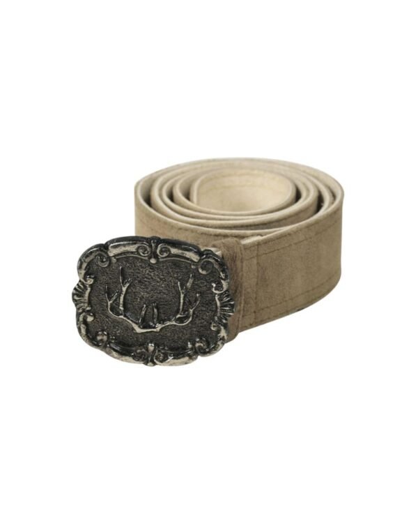 Sand Beige Antler-Buckle Lederhosen Belt