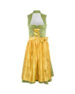 Emerald Green Dirndl with Rose Pink Apron & Floral Embroidery