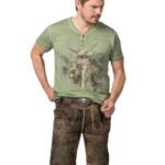 Vintage Walnut Brown lederhosen with Forest Green Embroidery