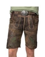 Vintage Walnut Brown lederhosen with Forest Green Embroidery (2)