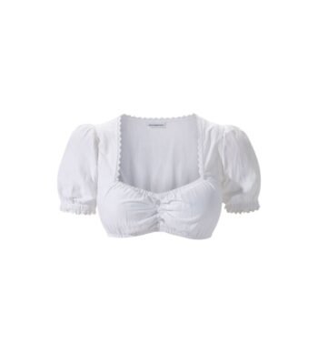 Liora – Frost White Puff-Sleeve Dirndl Blouse for Oktoberfest & Bavarian Outfits