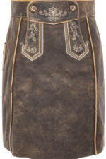 Vintage Chestnut Lederhosen Skirt with Embroidered Bavarian Motifs