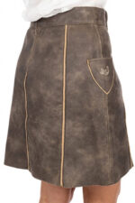 Vintage Chestnut Lederhosen Skirt with Embroidered Bavarian Motifs - Image 5