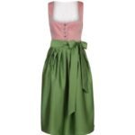 Pink Dirndl with Green Apron and Polka Dots – Therese Long Style