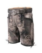 Alpenprinz Charcoal Grey Embroidered Lederhosen - Image 2