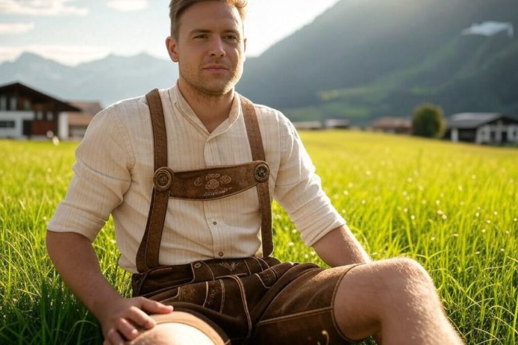 man wearing lederhosen