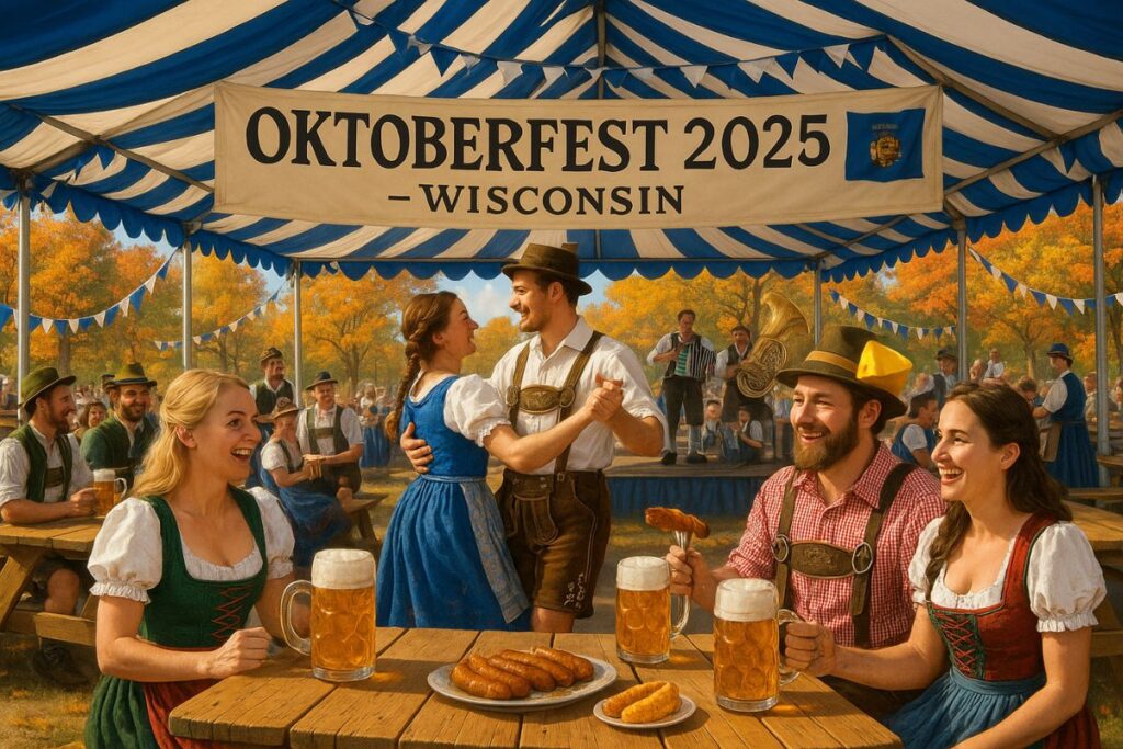 couple are dancing at Oktoberfest festival 2025
