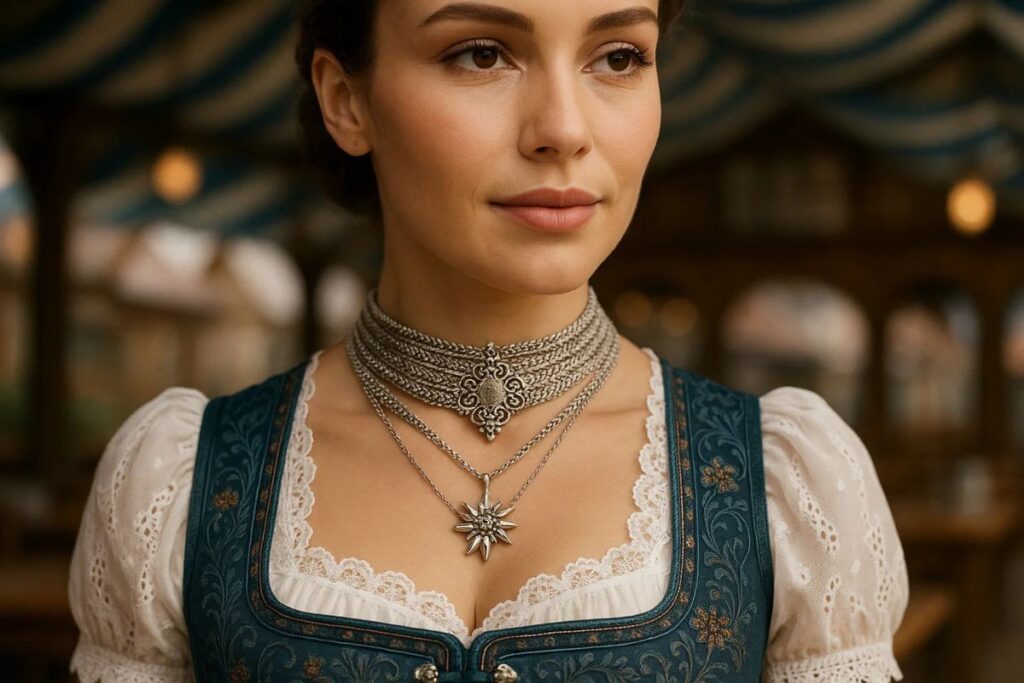 Kropfkette and Edelweiss Necklaces_ Alpine Elegance at the Neckline