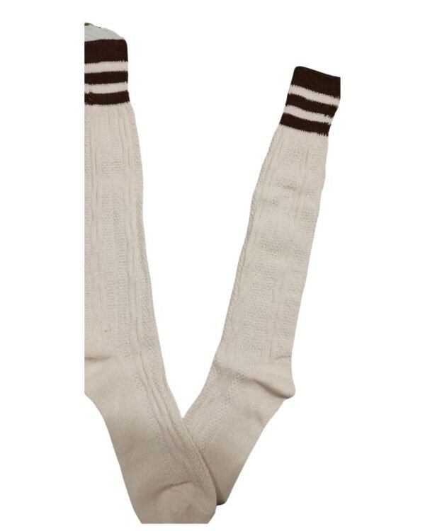 brown and white strap bavarian socks loferl