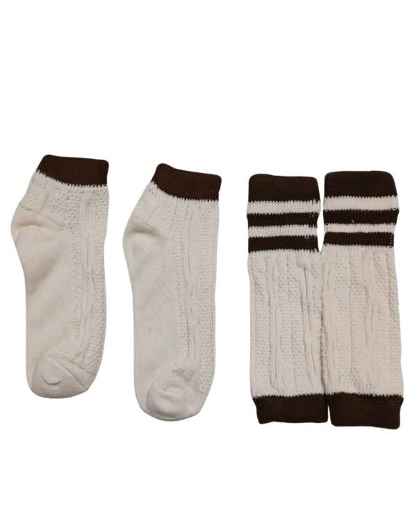 brown and white two piece bavarian socks