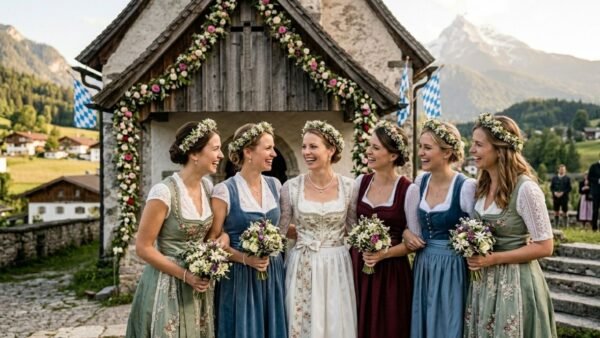 Bridesmaids in Coordinated Dirndls